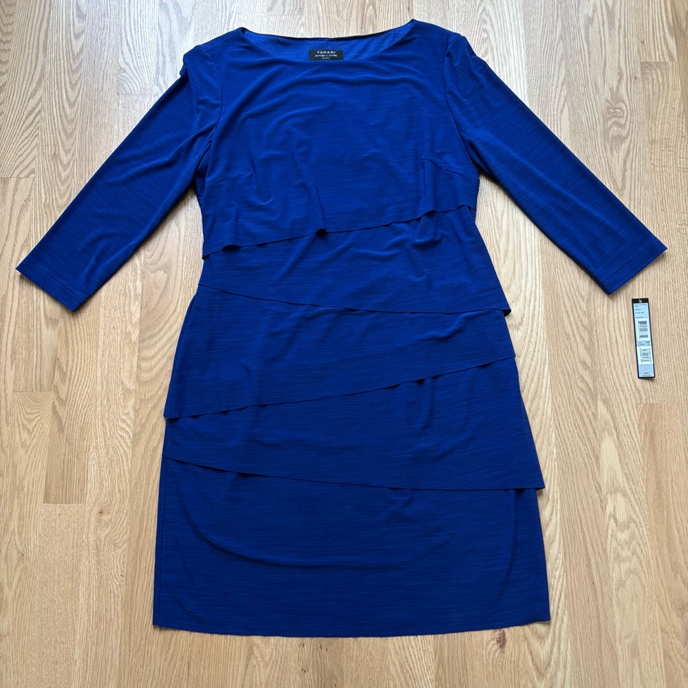 Tahari Blue Layered Dress
